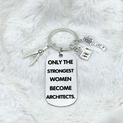 Architecture Gifts for Women: Thank You Keychains for Future Female Architect Students & Engineers - Inspirational Graduation & Retirement Key Ring Presents