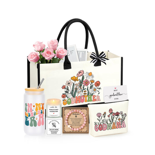 Godmother Proposal Gift, Will You Be My Godmother, Christmas Birthday Mothers Day Ideas Gifts for Godmom Basket Set of 7