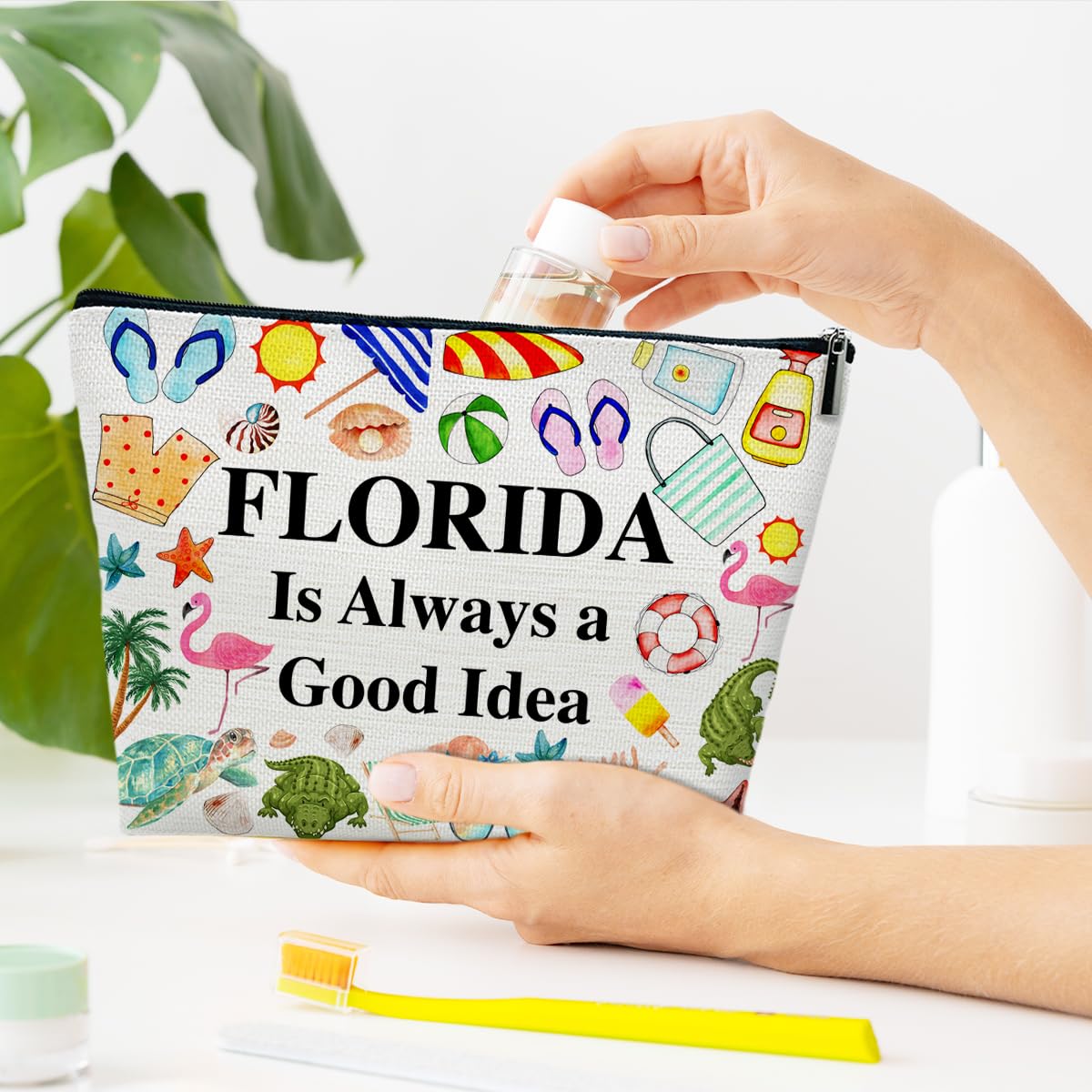 Florida Travel Makeup Bag, Florida Girl Gift, Travel Vacation Gift Pouch, Trip Souvenirs, Travelling Lover Cosmetic Bag for Purse