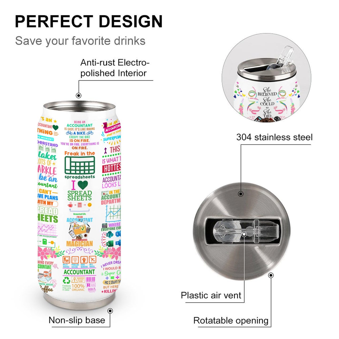 Accountant Gifts for Women Girls, Accountant Stainless Steel Insulated Tumbler With Straw Lid,Accountant Appreciation Tumbler Accountant Coffee Mug 17 OZ