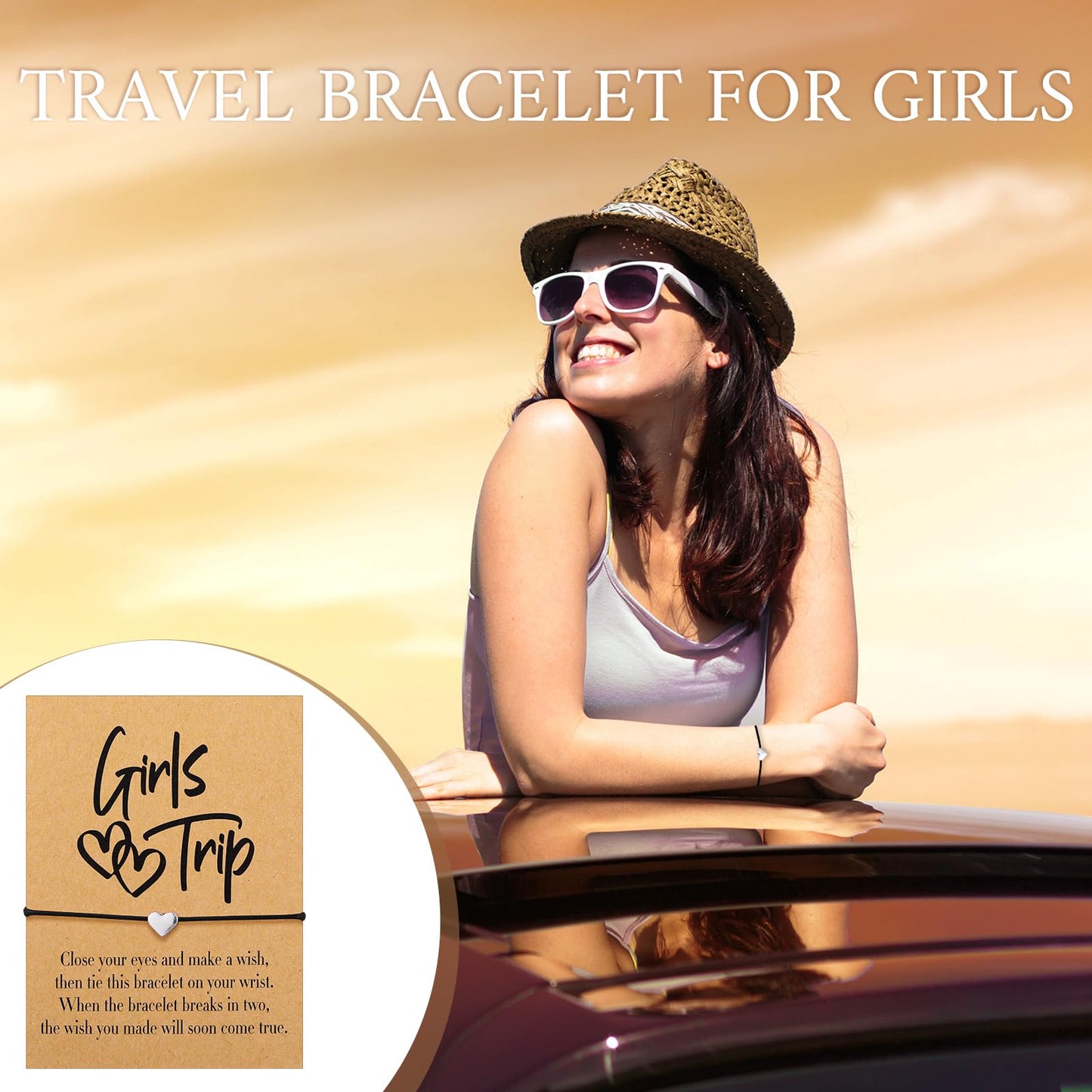 Tondiamo Girls Trip Bracelet Girls Weekend Getaway Bracelets with Cards for Sisters Friends Bestie Bachelorette