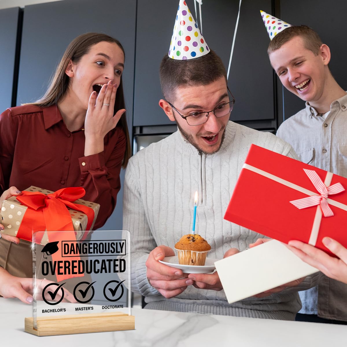 Phd Graduation Gifts, Doctorate Graduation Gifts Funny Dangerously Overeducated Clear Desk Decorative Sign Doctoral Degree Gifts