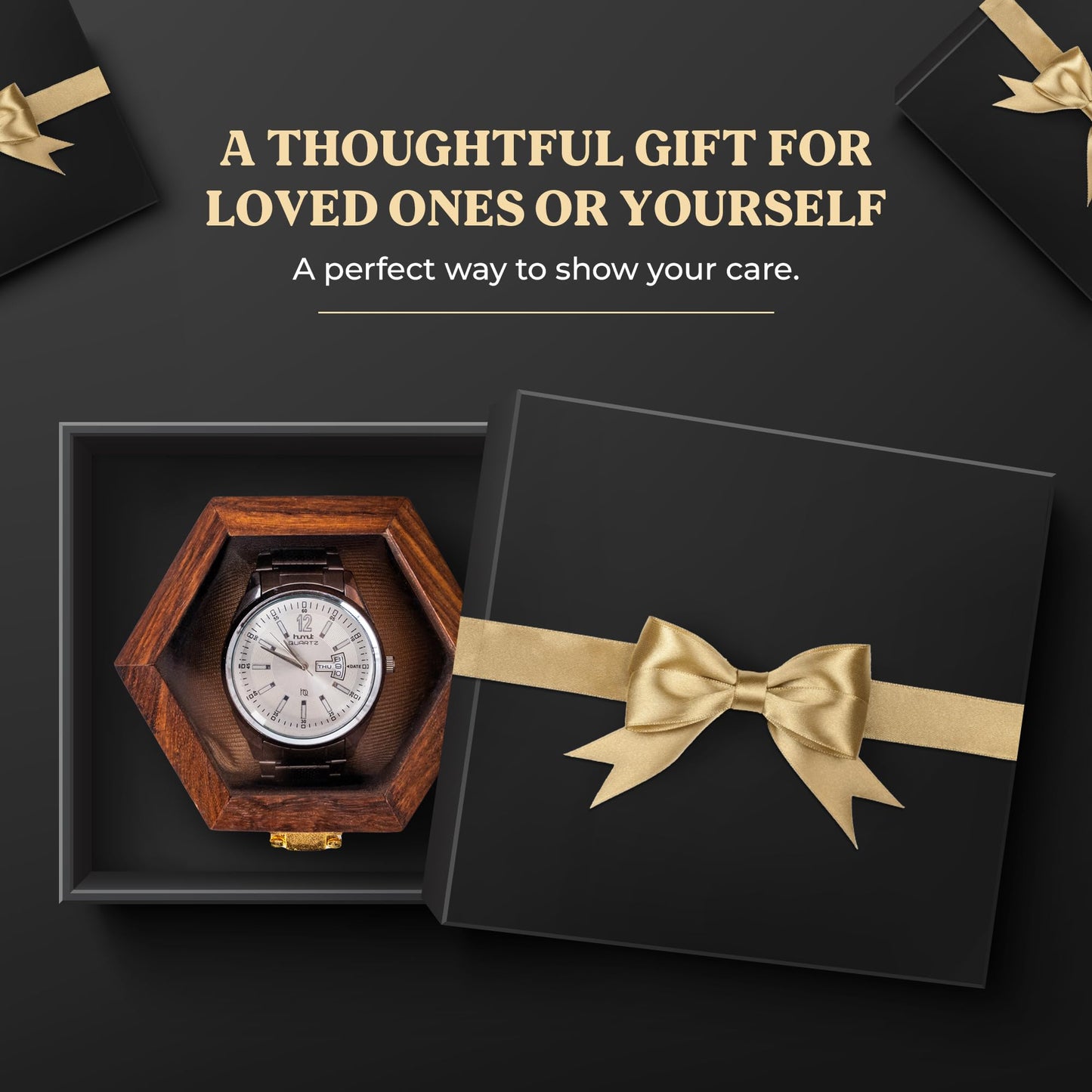 Wooden Watch Box for Men | Premium Cushion – Dark Rosewood Watch Organizer Case with Glass Display Lid, Single Slot Travel Watch Storage Box, Watch Holder Gift for Him