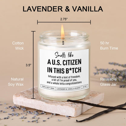 Scented Candle, US Citizenship Gifts, New American Citizen Gifts, Proud to Be an American, Citizenship Party Decorations, Congratulations Presents for New Citizens