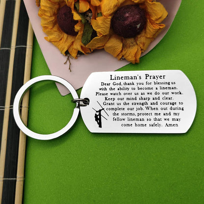 Father's Day Gift Lineman Gift Lineman Prayer keychain Gifts for Him Husband Gift Dad Gift Uncle Boyfriend gift