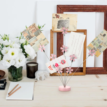 Tandefio Gift Card Tree Holder Clip, 8 Branch Multiple Money Family Photo Tree Christmas Card Holder with Clips Picture Frame Stand for Memo Note Wedding Photo Display Office Desk Decor(Pink)