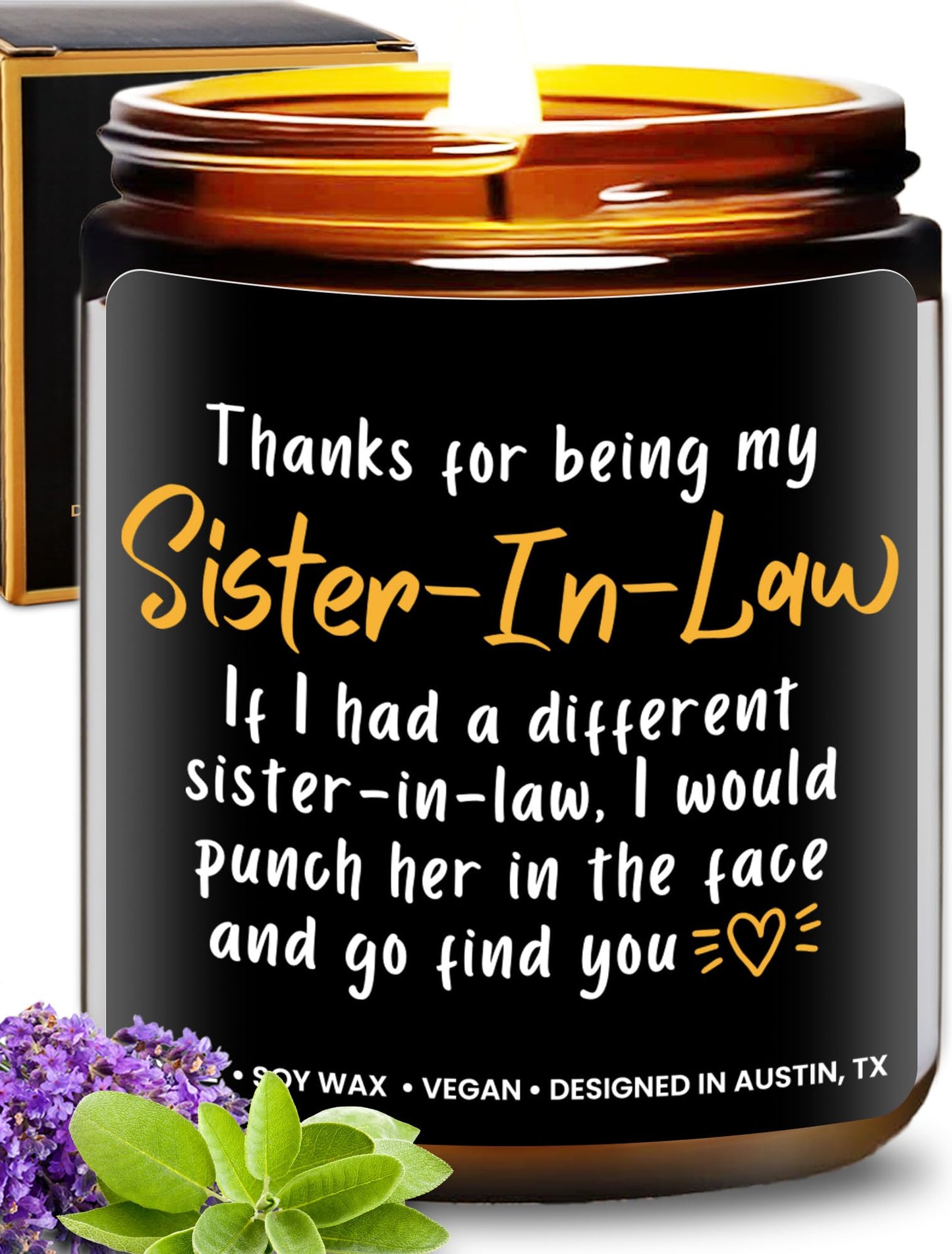 Funny Sister-in-Law Candle, Unique Sister in Law Birthday Gifts, Best Bonus Sister Presents, Thoughtful Gift for Her, Ideal for Christmas, Gift-Ready