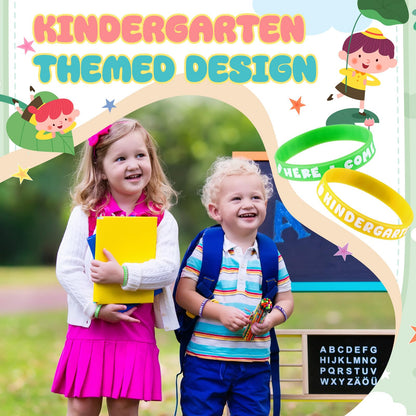 Spakon 24 Sets Kindergarten Here I Come Pencils Bracelets Set, Kindergarten Pencils Wristbands Gifts for Kids Classroom, 100 Days of School Prizes, Back to School Student Rewards Goodie Bag Fillers