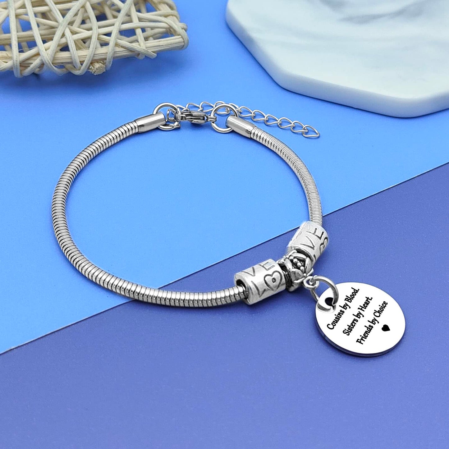 DlaeKua Cousin Gift Bracelet Stainless Steel Christmas Gift for Cousin Birthday Gift Long Distance Relationship Gift for Cousin