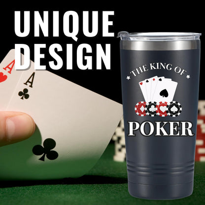 Onebttl Poker Gifts for Men, Unique Poker Player Gifts, 20oz Tumbler for Poker Lovers, Gifts for Birthday, Christmas, Gift Box and Card Included - King