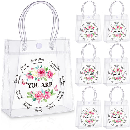 AmazingSpark 24 Pcs Christian Gift Bags for Women Bulk Gift Bags for Women Bulk Inspirational Gifts Pink Floral Religious Goodie Bag with Handles Gifts for Church Bible Birthday Party