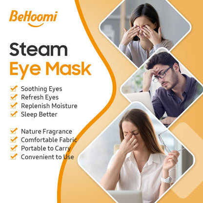 BeHoomi 20 Packs Steam Eye Mask, Heated Eye Mask Warm Compress for Eyes, Disposable Self Heating Steam Mask for Home, Sleep, Spa, Travel Essentials & Relaxation Gifts for Women (Orange)