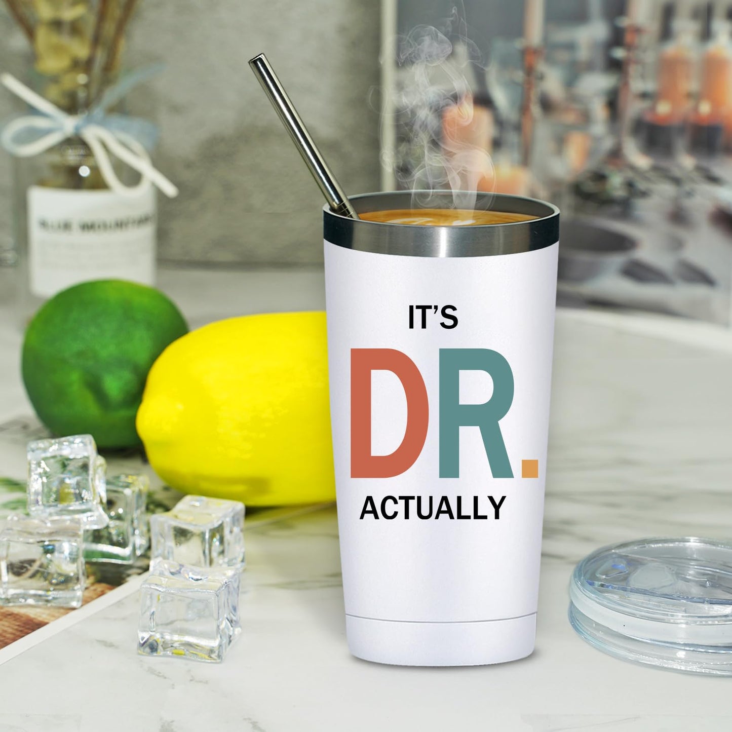 Grifarny PhD Graduation Gifts - Ph.D. Gift for Women - Doctors Day Gifts for Women - Doctorate Graduate Gift for Phd, Medical School Student, New Doctor, Physician MD - It's Dr Actually Tumbler 20 oz