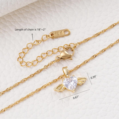 MIXJOY Baby Angel Wings Heart Necklace for Mom, Mommy of an Angel Remembrance Gift