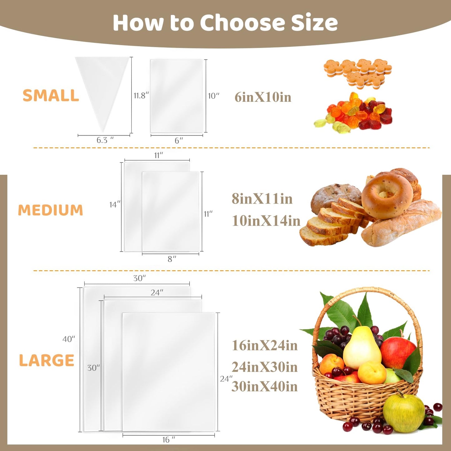 WIKDAY Clear Gift Bags 5 PCS 24x30 Inches Large Cellophane Wrap for Gift Baskets Wrapping Plastic with Ties for Gift Giving, Packaging Products