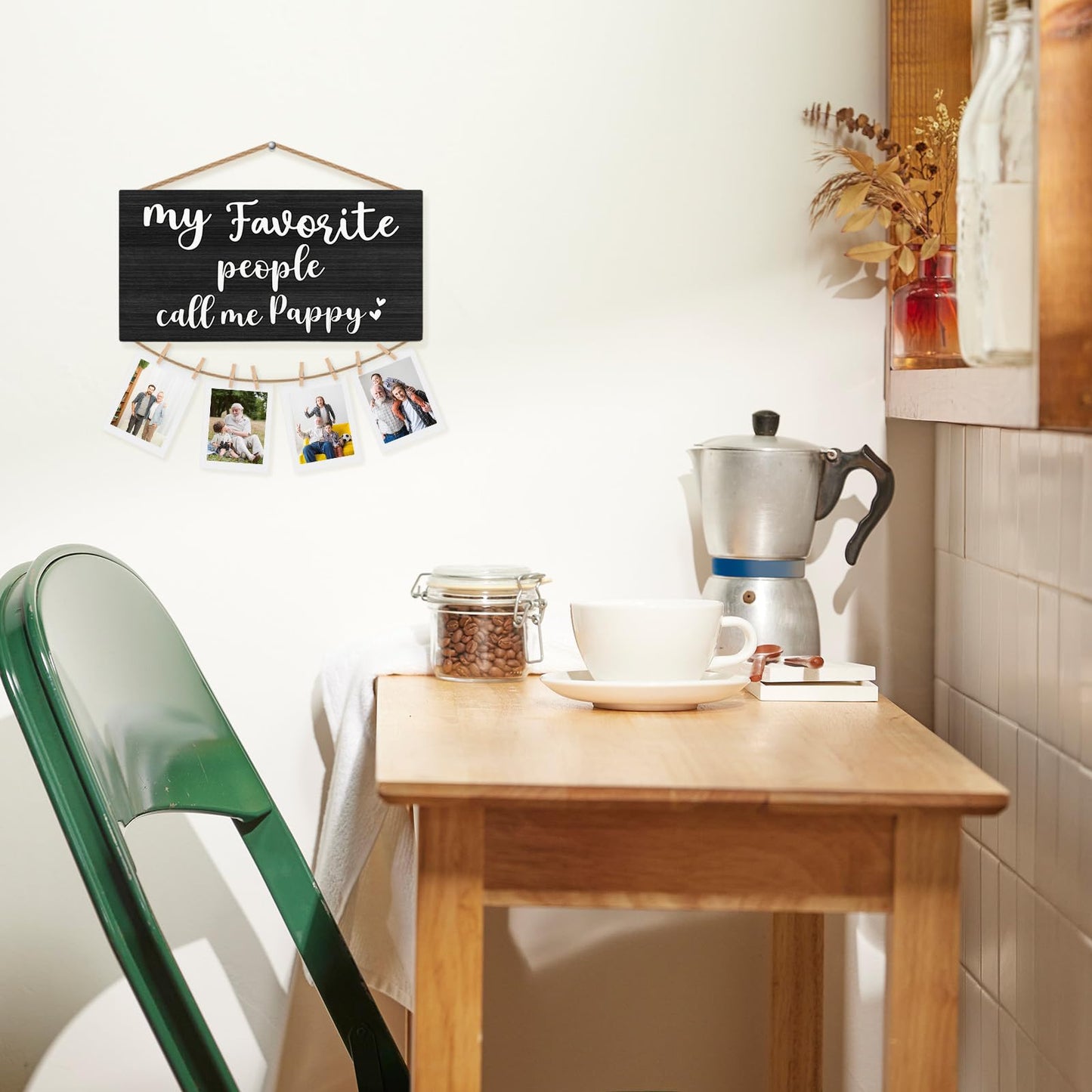 Best Pappy Gifts Black Picture Frame Photo Holder for Wall, Birthday Gifts for Papa Grandpa, Thank You Grandfather Poppy Gift from Grandchildren Grandkids Hanging Photo Display