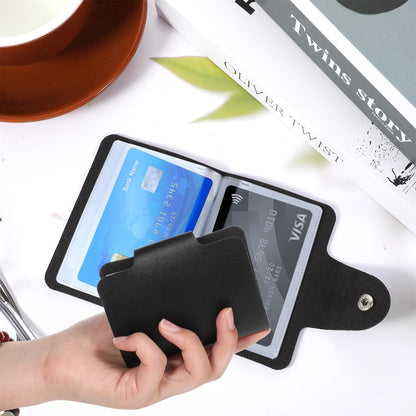 PU Leather Credit Card Organizer Slim (24 Small Cells for Memory Cards) Business Credit Card Book, Black Wallet Holder for Men Women, RFID Blocking Sleeve, Debit Cards Protector Organizer