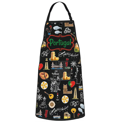 G2TUP Portugals Apron With Pockets Portugals Kitchen Gifts Portugal Cooking Apron Portuguese Gifts
