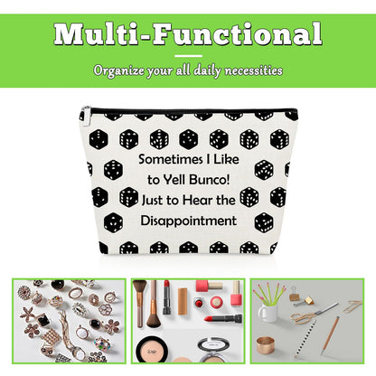 Bunco Gift Gambling Lover Makeup Bag Bunco Dice Game Fun Friends Night Gift for Women Game Gambling Lucky Accessory Pouch Cosmetic Bag Christmas Birthday Present for Gambler Travel Zipper