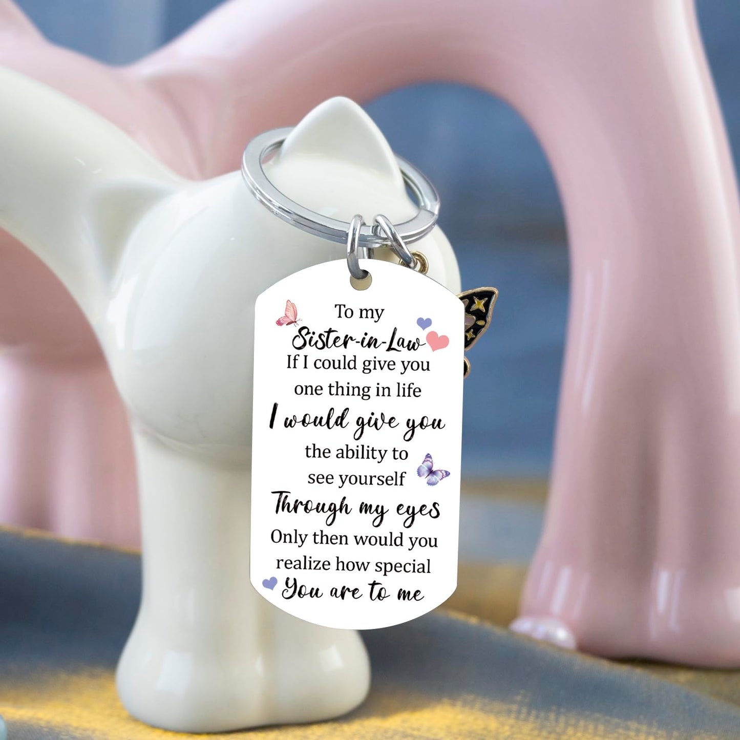Sister In Law Gifts for Women Birthday Gifts for Sister In Law Mothers Day Women Unique Wedding Gift Sentimental Butterfly Keychain