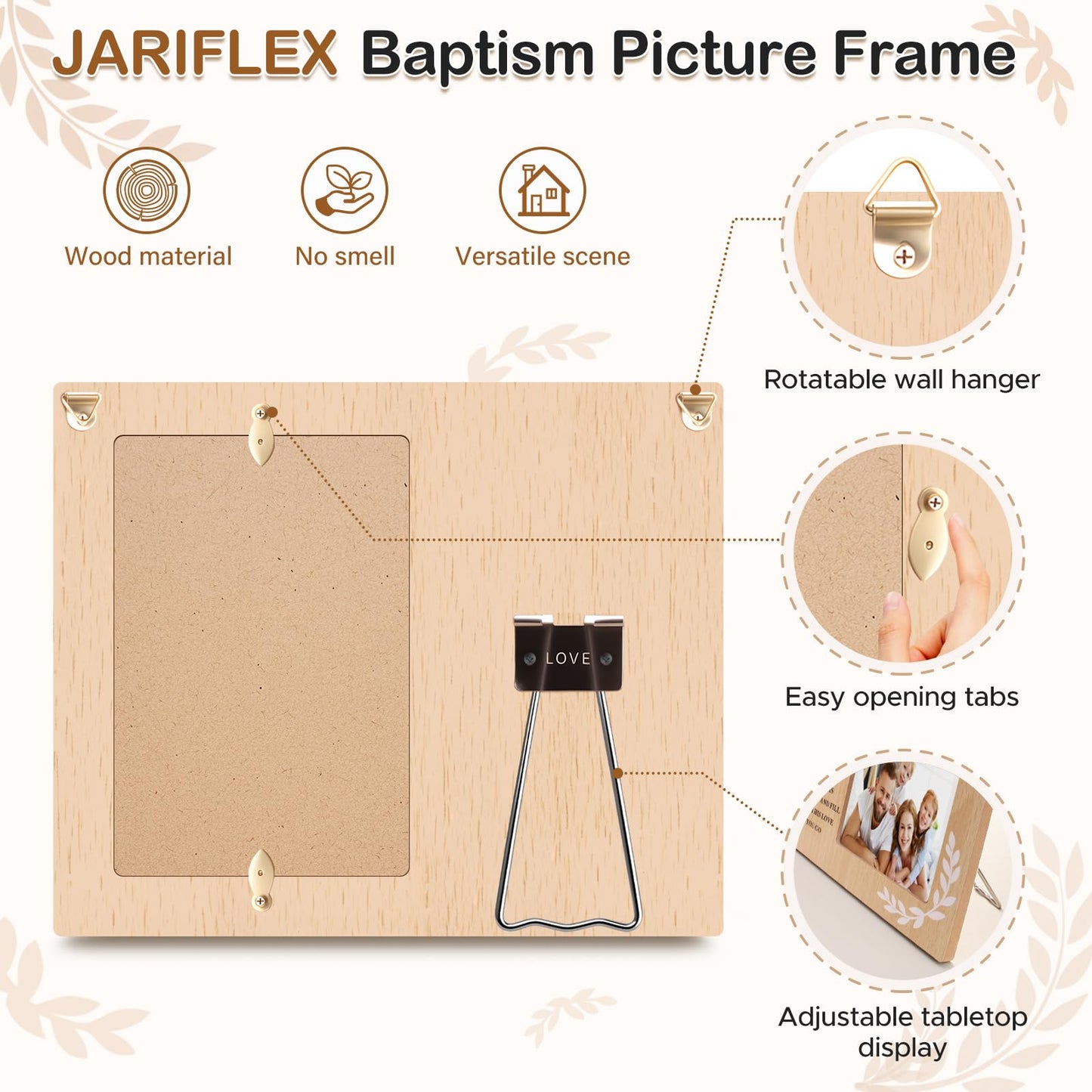 Baptism Picture Frame Gifts,Baptism Gifts for Boys Girls, Christening Baby Gift from Godparents Friends Family,3D Cross Wood Picture Frame(4x6-Vertical)