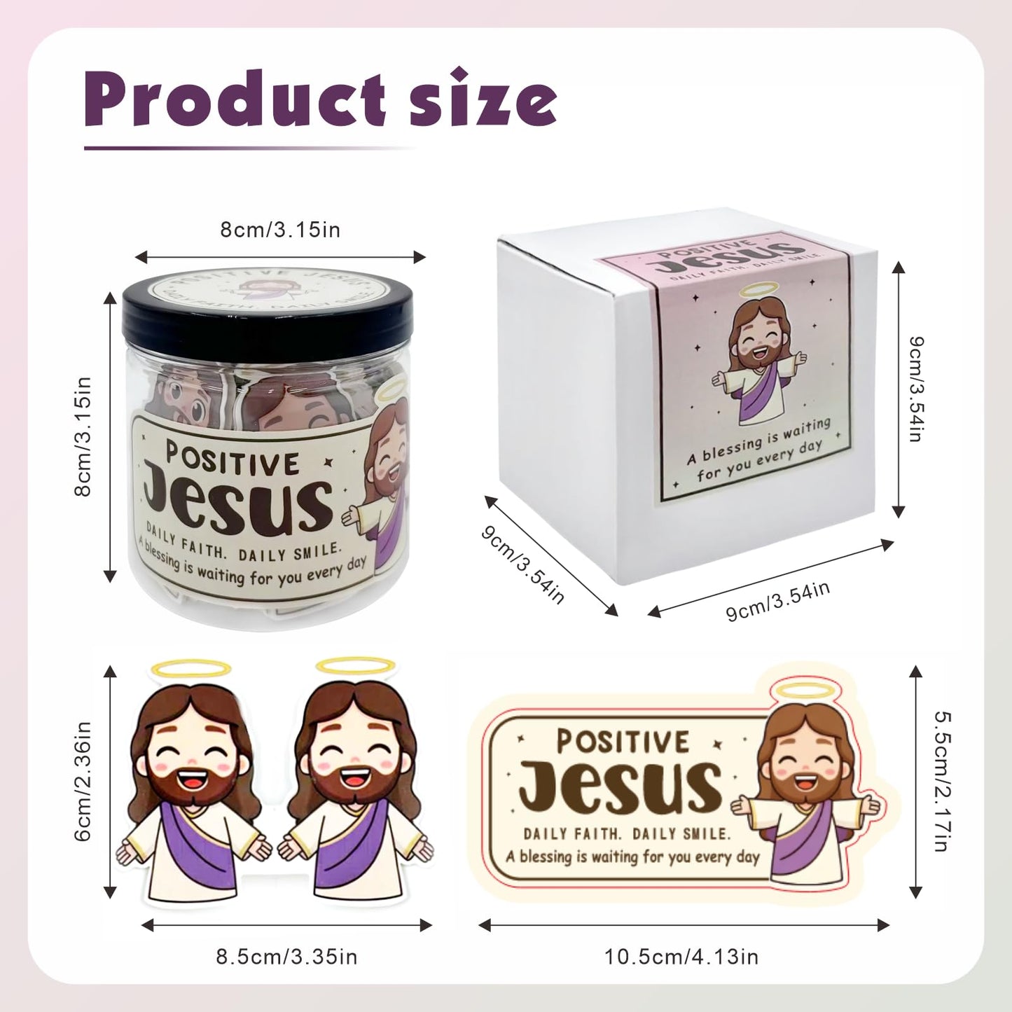 Emotional Support Jesus Jar, 60 Double-Sided Scripture Cards & Daily Encouragement Mini Blessings, Christian Easter Gift for Women, Teen Girls Basket Stuffer