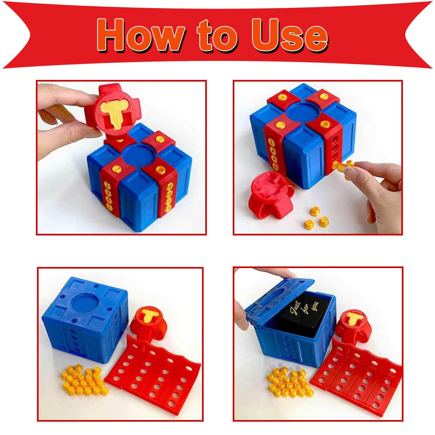 Gotcha Box – Annoying Prank Gift Box with Screws, Pop Up Middle Surprise Finger, Funny Birthday Gag Gifts for Men Dad Husband, White Elephant for Adults