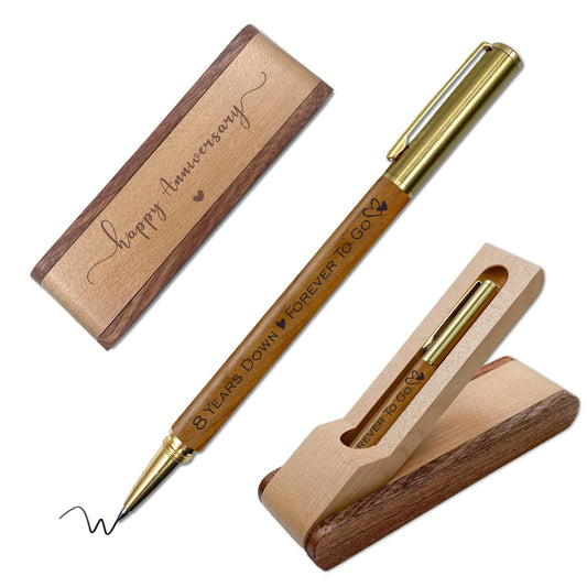 8th Anniversary Ballpoint Pen Set Gift for Couple, 8 Year Bronze Anniversary Keepsake, 8 Year Anniversary Wedding Gifts for Wife, Husband, 8 years Marriage Gift Executive Pen Present for Men Women