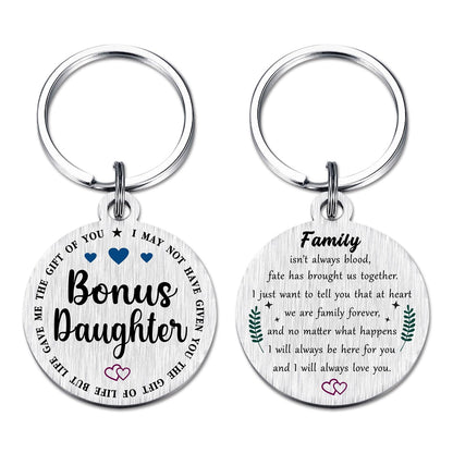 Viayen Gifts for Bonus Daughter, Stepdaughter Unbiological Adopted Step Daughter Stepdaughter Birthday Keychain from Stepmom