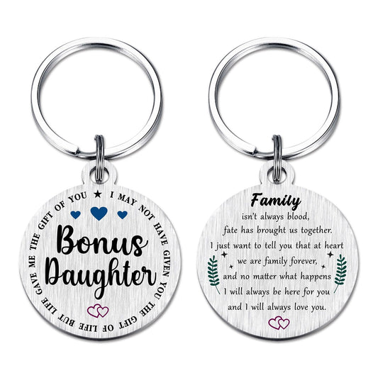 Viayen Gifts for Bonus Daughter, Stepdaughter Unbiological Adopted Step Daughter Stepdaughter Birthday Keychain from Stepmom
