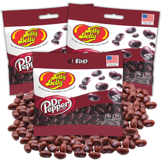 Sweetzo - Dr. Pepper Jelly Beans, Soda Flavored Chewy Candies, Bulk Individually Bagged Shareable Candies, Pack of 3, 3.5 Ounces