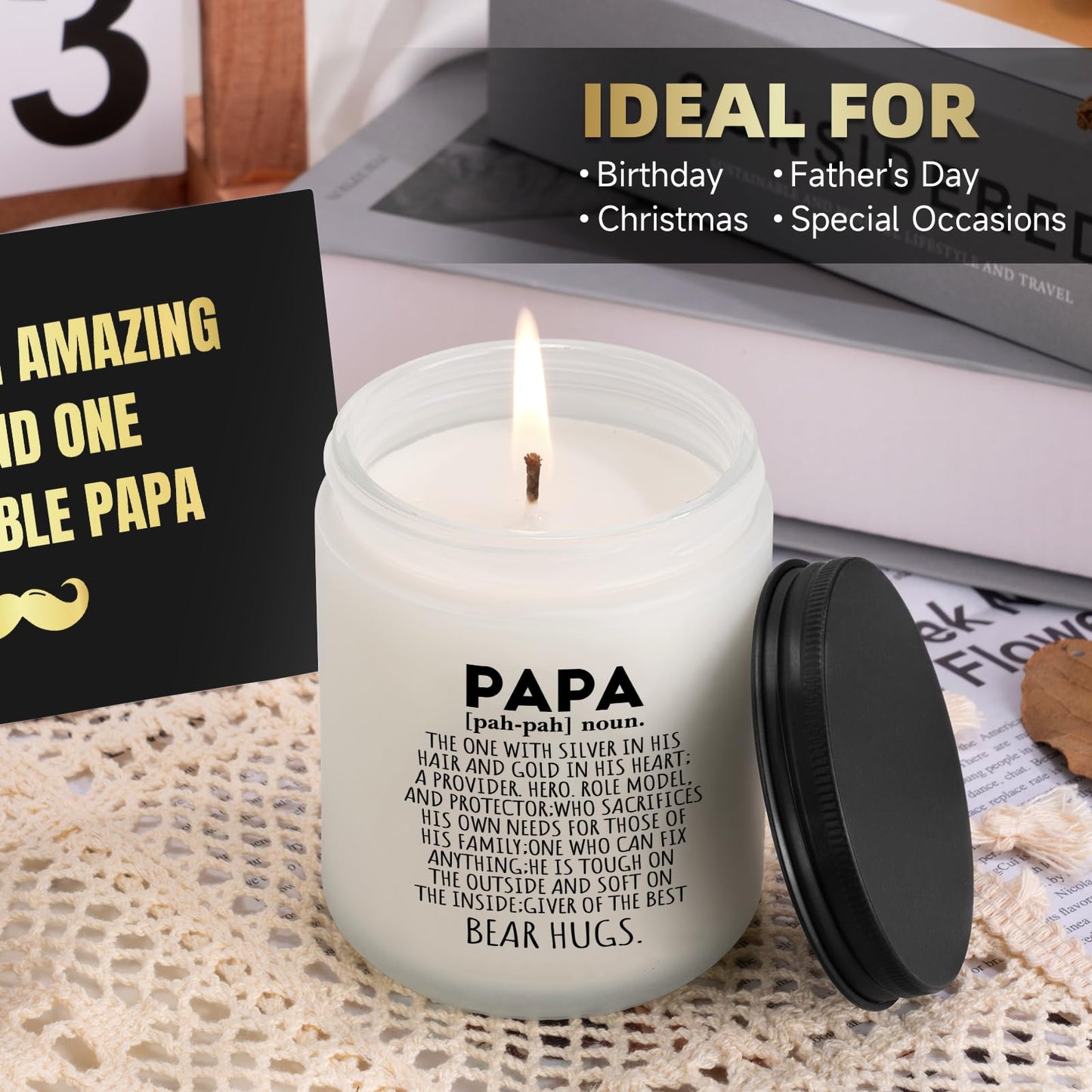 iAOVUEBY Papa Gifts, Fathers Day Gift for Papa/Grandpa, Birthday Gift for Dad, Funny 20oz Insulated Tumbler Cup Sets Present, Best Gifts Ideas for Papas Grandpa Grandparents from Grandkids