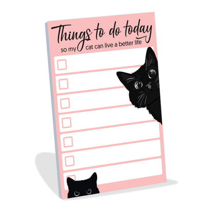 Funny Black Cat Lover Small to Do List Sticky Notes, Pink | Things to Do Today | Humor Notebook Notepad Note Card for Women Gift| 50 Pages 4x6 by DAILY RITMO