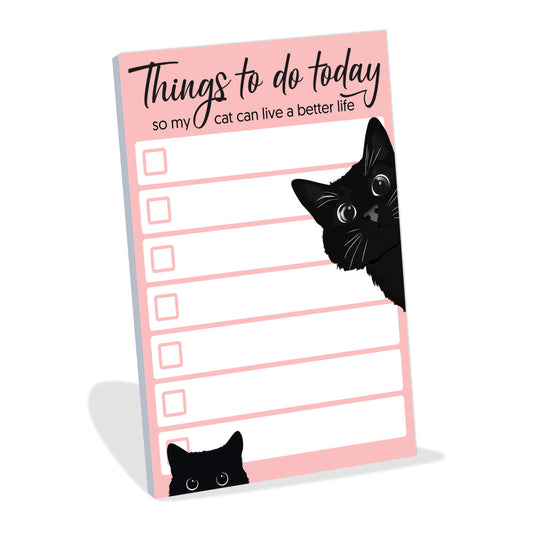 Funny Black Cat Lover Small to Do List Sticky Notes, Pink | Things to Do Today | Humor Notebook Notepad Note Card for Women Gift| 50 Pages 4x6 by DAILY RITMO