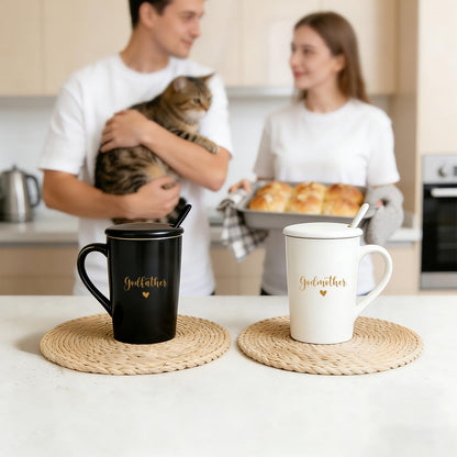 Godparents Proposal Gift Set, Godmother & Godfather Coffee Mugs with Gift Box, Pregnancy Announcement Birthday Gifts from Godchild 14oz
