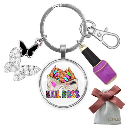 Manicurist Gifts Nail Tech Keychain for Christmas Graduation Retirement Thank You Gifts for Nail Hustler Technician Artist Stylist Women Men Salon Owner Boss Beautician Instructor Cosmetology Jewelry