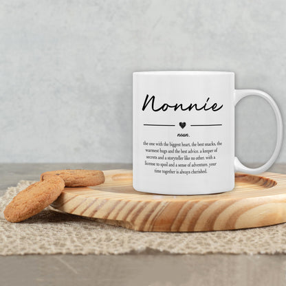 QASHWEY Nonnie Gifts Coffee Mug, Gifts for Nonnies Grandma from Grandkids Grandchildren, Grandma Coffee Mug, Mothers Day Mugs Tea Cup Gift for GrandmaNonnie, Nonnie Definition CoffeeCup Ceramic 11oz