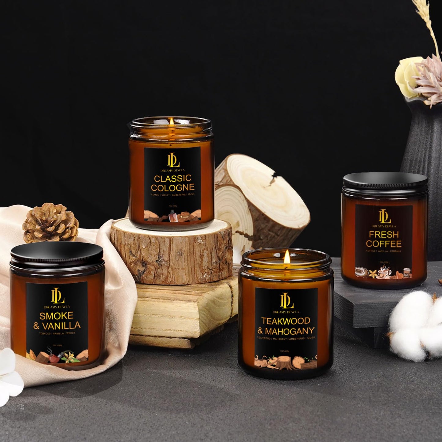 Fresh Coffee Candles, Coffee Scented Candle, Natural Soy Candles for Home Scented, Long Lasting with 50 Hour Burn Time, Gifts for Men Women
