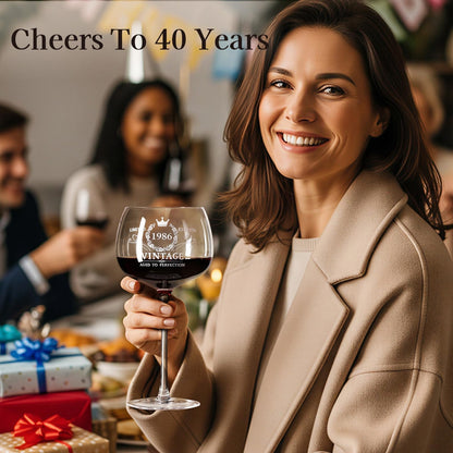 40th Birthday Gifts for Her - Limited Edition Wine Glass Gift Box Set - Unique 40th Bday Gifts Ideas for Women, Friends, Sister, Mom, Wife, Daughter - 40 Years Old Gift, Party Decorations Supplies