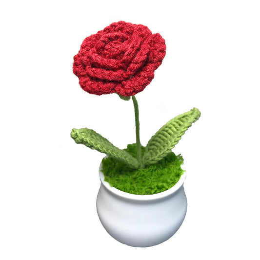 Joekaran Crochet Flowers Cute Rose Gifts for Girlfriend, Boyfriend Valentines Birthday Gifts for him her, Wedding, Anniversary, Christmas Romantic Couples I Love You Gift from Husband(Burgundy Rose)