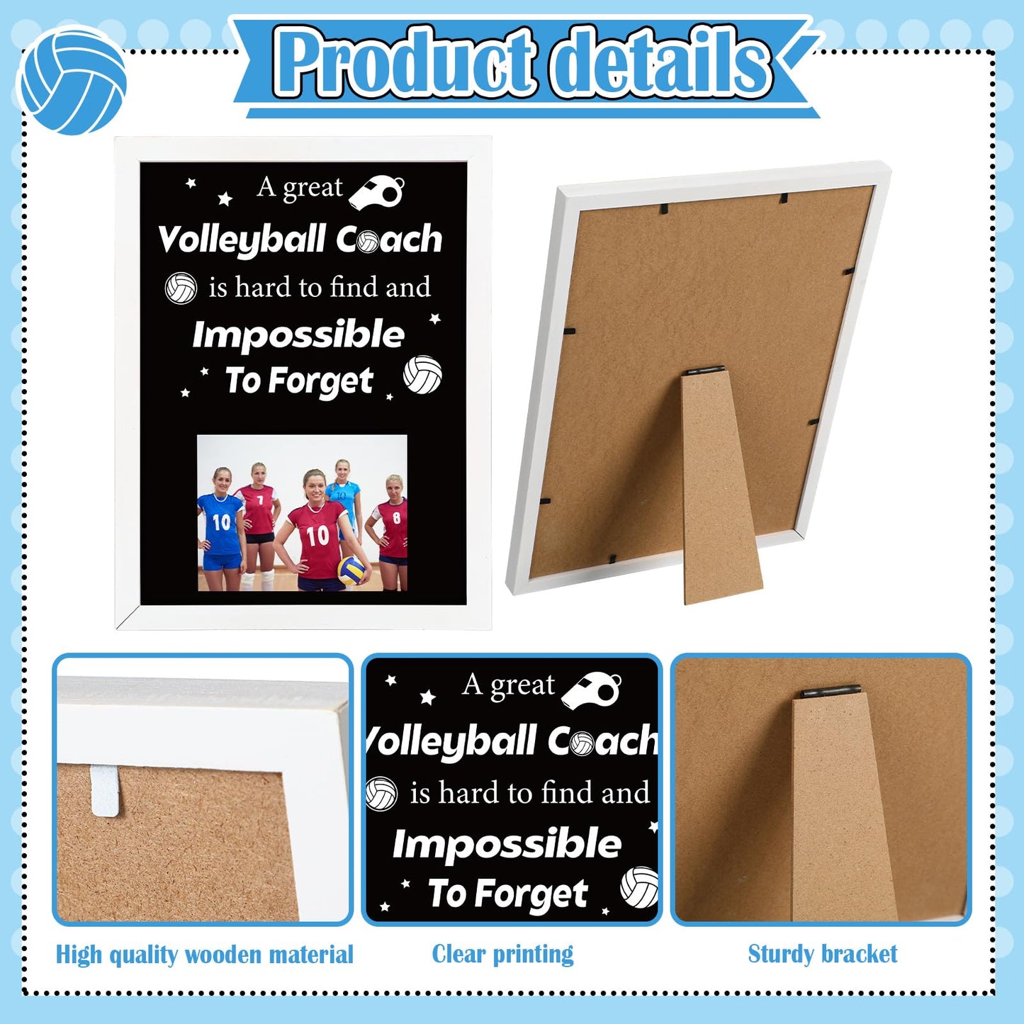 Vercraft Volleyball Coach Gift Volleyball Coach Photo Frame for Women Men Birthday Graduation Retirement Thank You Gift 4 x 6