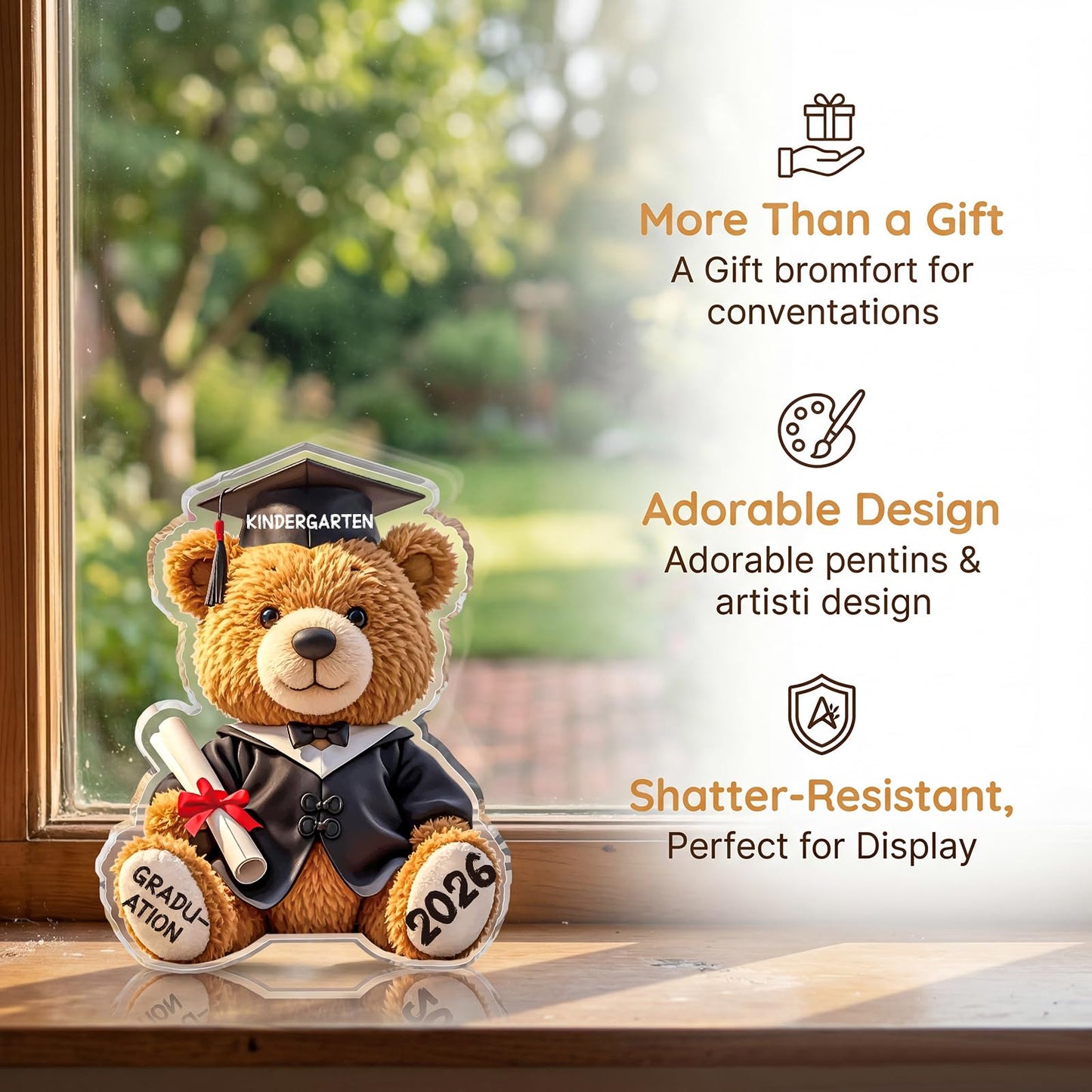 Kindergarten Graduation Gifts for Kids - Acrylic Teddy Bear Keepsake - 2026 Best Kindergarten Graduation Gifts for Boys & Girls, Unique Kinder Graduates Students Present