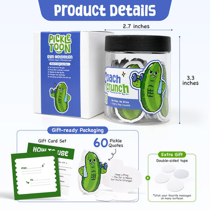 Emotional Support Positive Pickle Jar (COACH CRUNCH) – Read This When Workout Motivation Jar, 60 Fitness Affirmation Cards, Gym Gifts for Women, Weight Loss & Gym Girl Gifts, Funny Decorative Jars