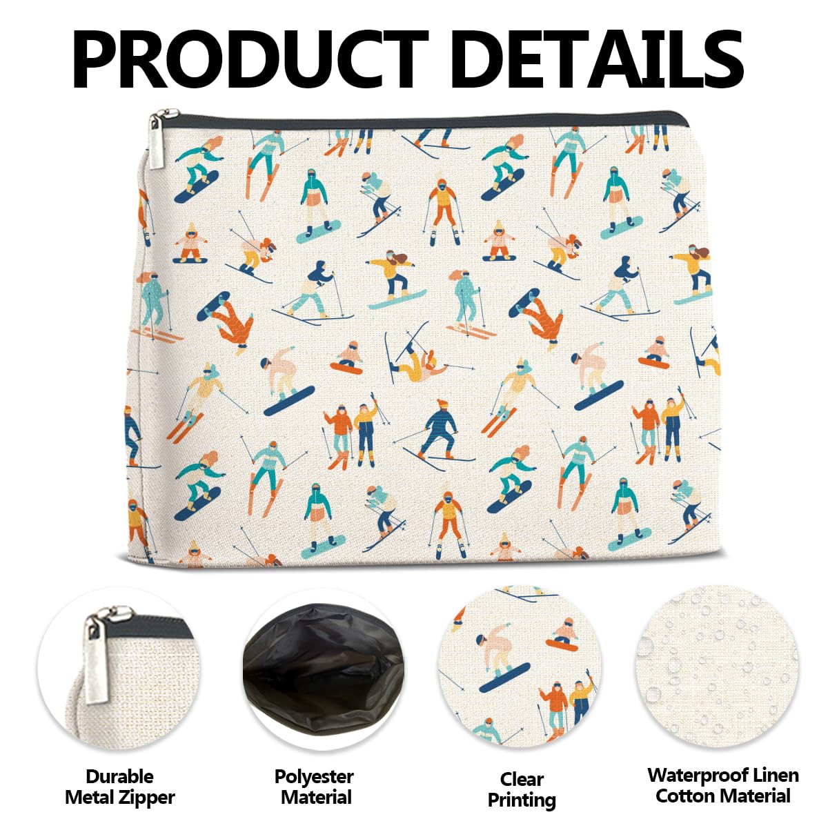 LyoGao Skiing Gifts Makeup Bag Gift for Skiers Ski Lover Enthusiasts Skiing Team Ski Essentials Cosmetic Bag