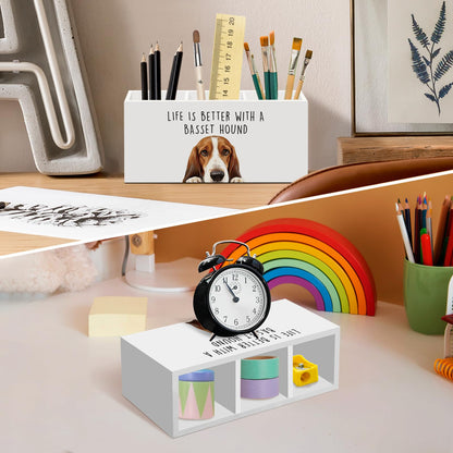 Basset Hound Dog Gifts Pen Pencil Holder for Desk, Funny Dog Lovers Gift Office Desk Accessories, Life Is Better with a Basset Hound Pen Holders Organizer for Women Kitchen Bathroom Decor