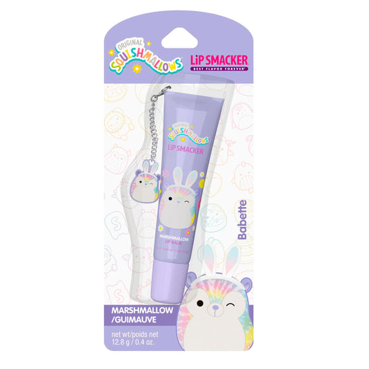 Lip Smacker Squishmallows Lip Balm, Marshmallow (Babette), Limited Edition Easter Basket Stuffer, Flavored & Scented Lip Balm with Charm, Collectible Spring Gift