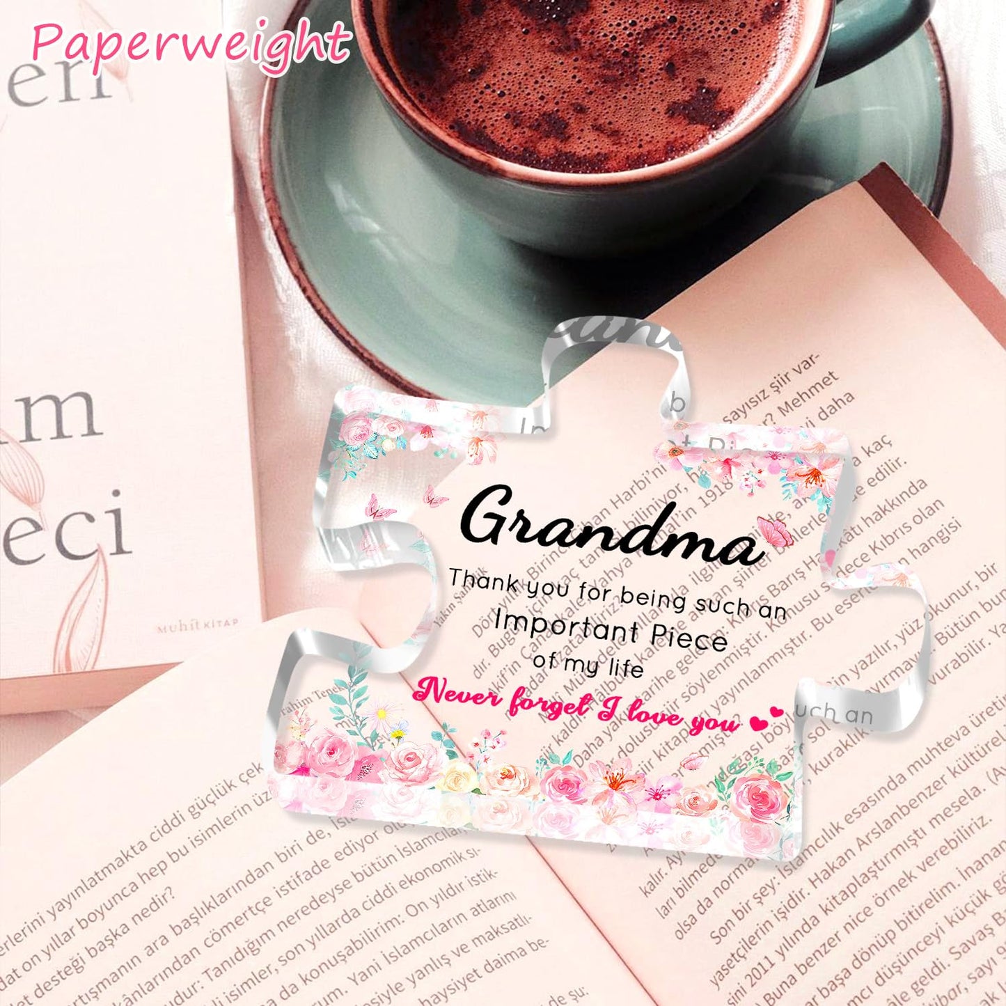 Birthday Gifts for Grandma, Grandma Gifts - Engraved Acrylic Puzzle Plaque, Valentines Christmas Mothers Day Present for Grandmother from Grandkids