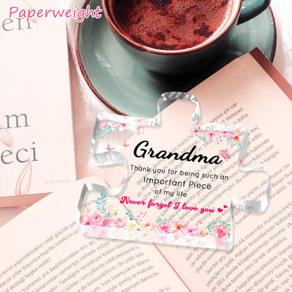 Birthday Gifts for Grandma, Grandma Gifts - Engraved Acrylic Puzzle Plaque, Valentines Christmas Mothers Day Present for Grandmother from Grandkids
