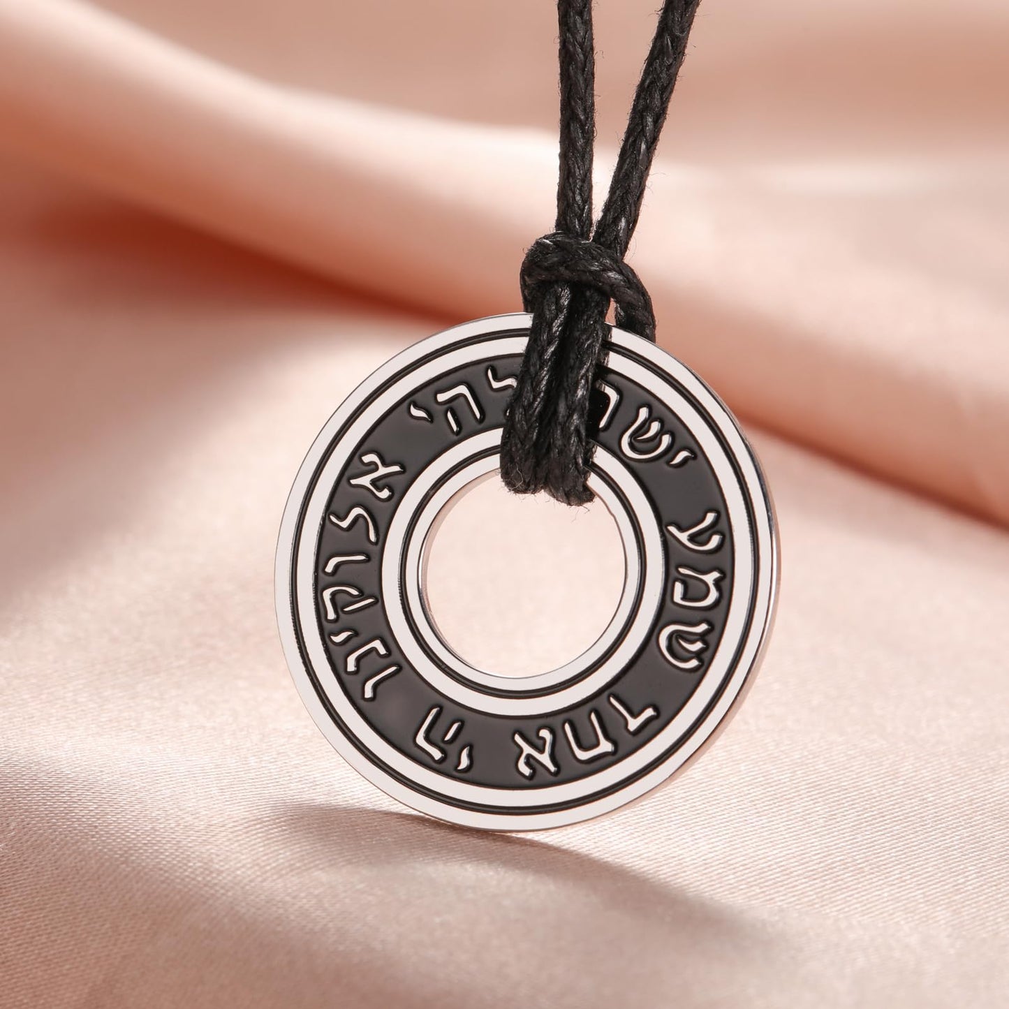 TEAMER Shema Yisrael Necklace Jewish Prayer Hear O Necklace Stainless Steel Hebrew Pendant Religious Vintage Jewelry for Men Women