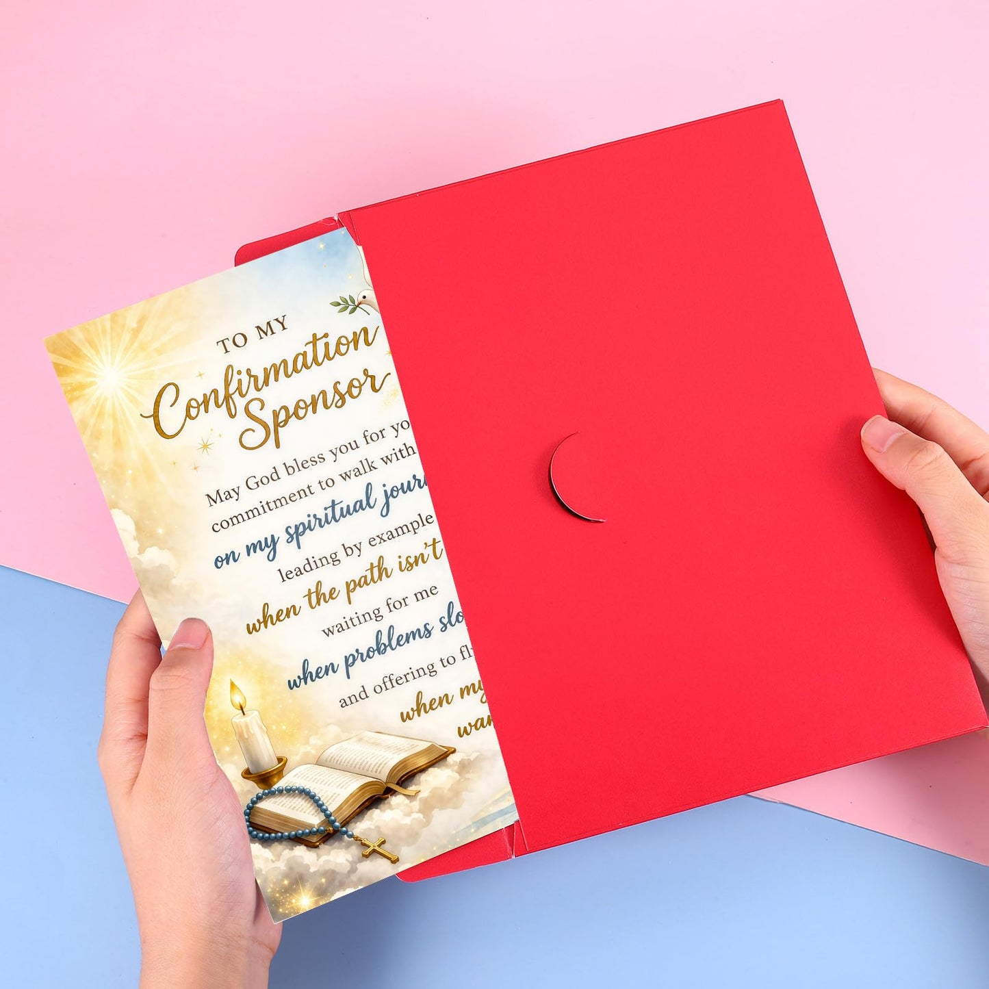 FrereFeter Confirmation Sponsor Card, Confirmation Sponsor Thank You Gifts for Women Men, Christian Catholic Gifts for Godmother Godfather, Sponsors Appreciation Gifts from Teen girls boys